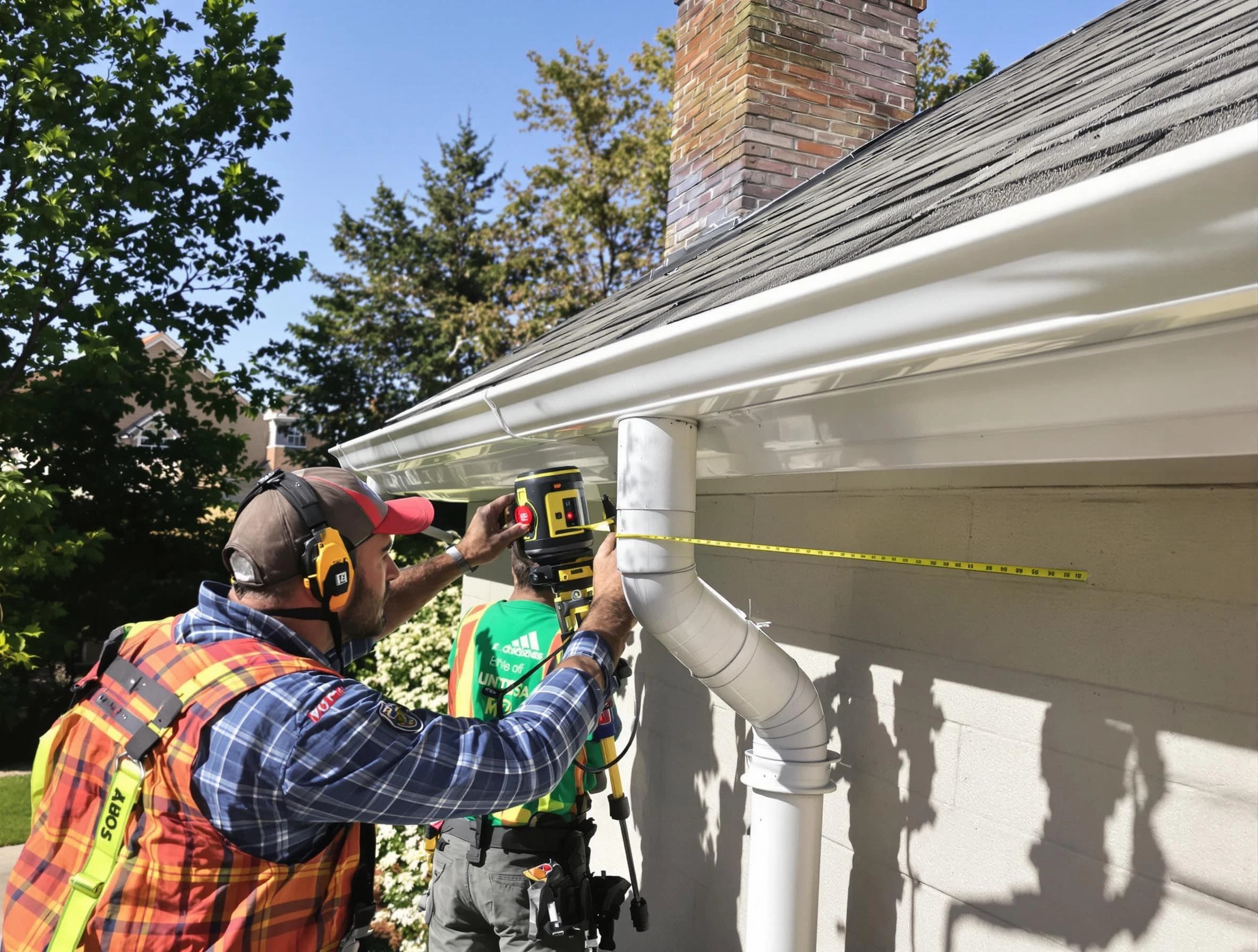 University Heights Roofing Company installing downspouts at a property in University Heights, OH