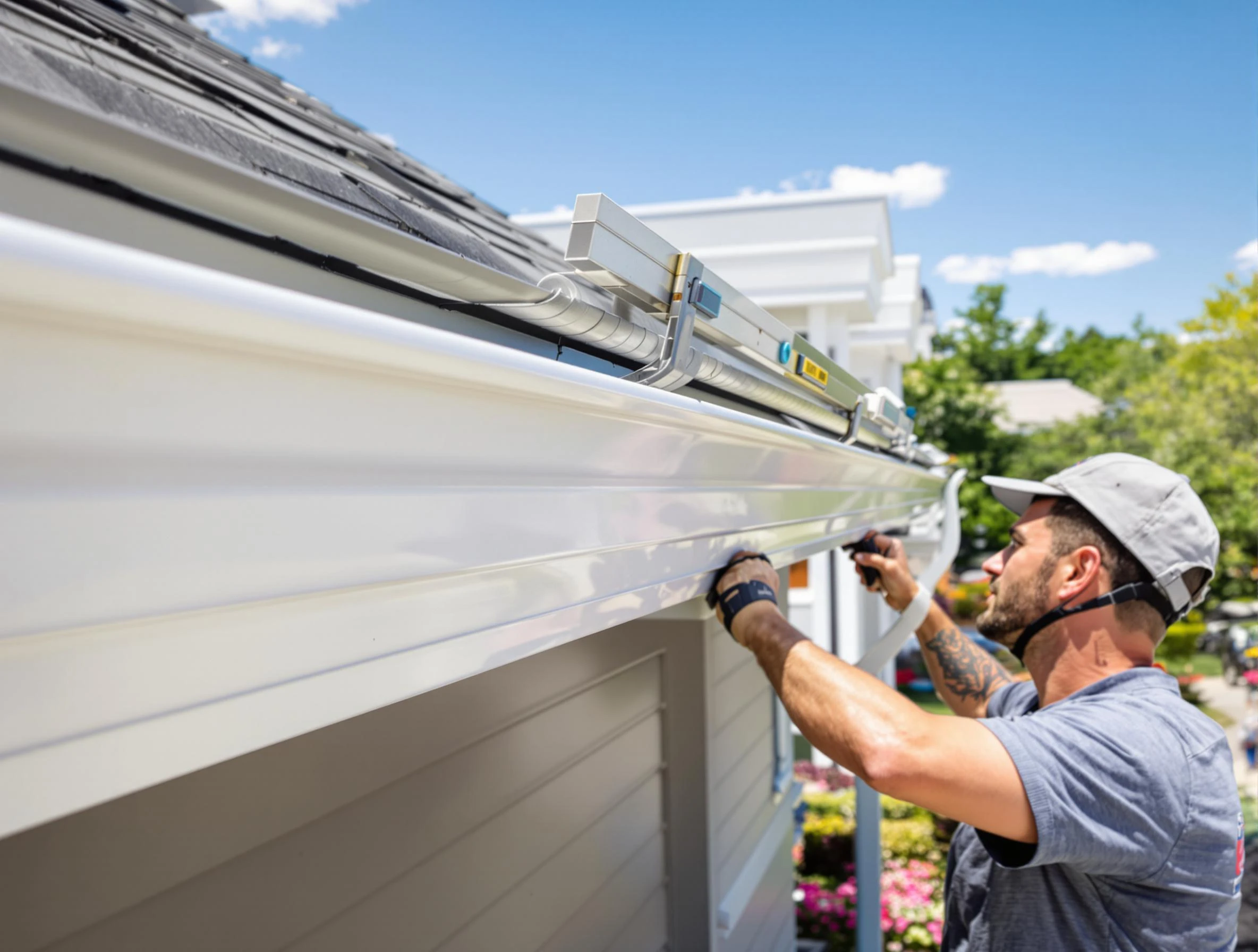 Newly installed gutters by University Heights Roofing Company for a home in University Heights, OH